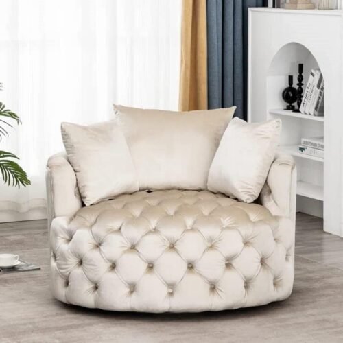 Urban Osiris 42.9'' Wide Tufted Velvet Swivel Barrel Chair photo review