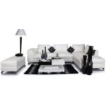 Solid Wood  7 Seater Stylish Leatherette Sofa Set White