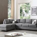 Solid Wood Fabric L Shape Sofa Set (Grey)