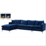 Solid Wood Aded 110" Wide Velvet Reversible Sofa & Chaise by Sofa Crafter