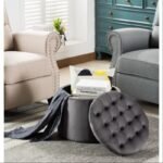 Urban Audra 20'' Wide Velvet Tufted Round Storage Ottoman with Storage (Grey)