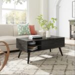Urban Lift Top Extendable Solid Coffee Table with Storage Charcoal Black