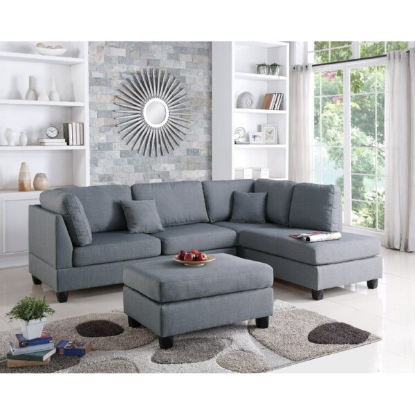 Solid Wood Hemphill Upholstered Grey L Shaped Sofa by Sofa Crafter