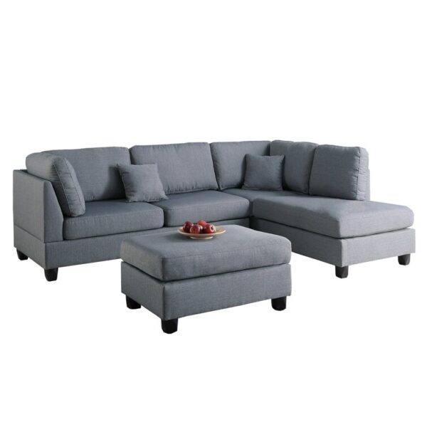 Solid Wood Hemphill Upholstered Grey L Shaped Sofa by Sofa Crafter