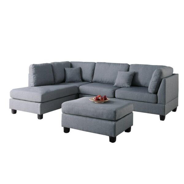 Solid Wood Hemphill Upholstered Grey L Shaped Sofa by Sofa Crafter