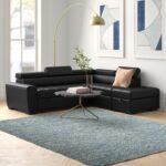 Solid Wood Oropeza Black Leatherette Chaise Sectional By Sofa Crafter