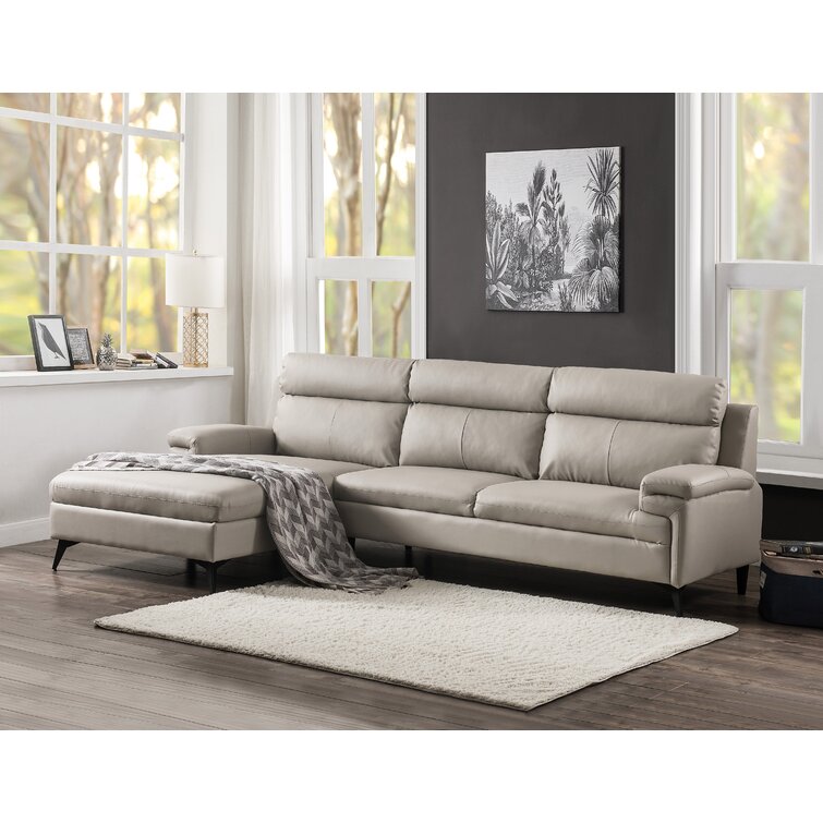 Solid Wood Penaflor Off White Leatherette Chaise Sectional By Sofa ...