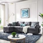 Modern Style 102" Wide Reversible Sofa & Chaise with Ottoman by Sofa Crafter