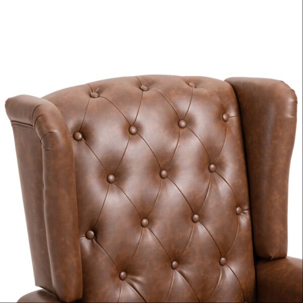 Solid Wood Ahad Tufted Leatherette Wingback Chair By Sofa Crafter