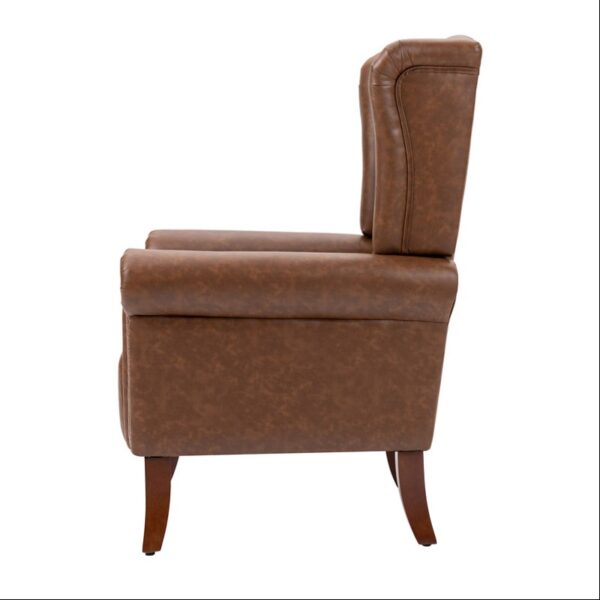 Solid Wood Ahad Tufted Leatherette Wingback Chair By Sofa Crafter