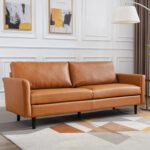 Solid Wood Louvre 81'' Vegan Leather Sofa By Sofa Crafter