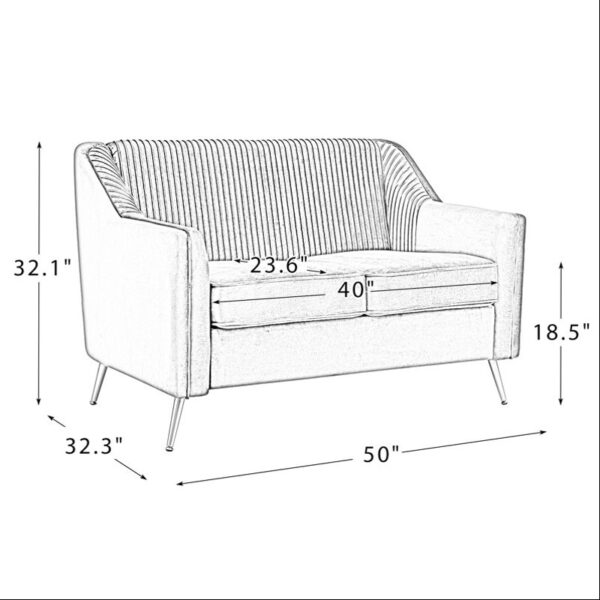 Modern Shelba Loveseat with Channel-Tufted Back By Sofa Crafter