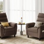 Sofa Crafter Linzia Brown One Seater Sofa With USB Charging port and Side Pockets ( Set of 2)