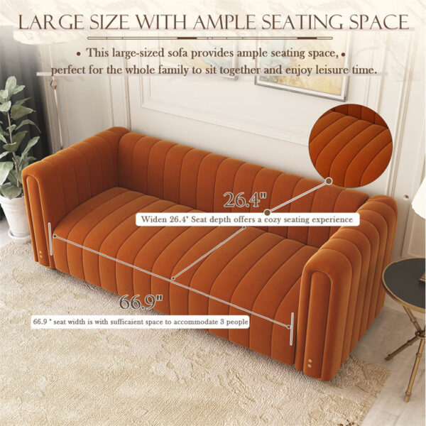 Solid Wood Tufted Channel Round Arm Three Seater Sofa By Sofa Crafter