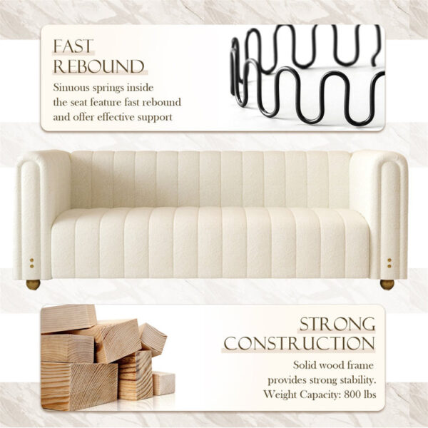 Solid Wood Tufted Channel Round Arm Three Seater Sofa By Sofa Crafter