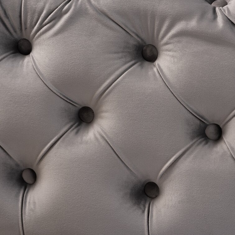 Solid Wood Tufted Grey Cutright Upholstered Ottoman Bench By Sofa Crafter