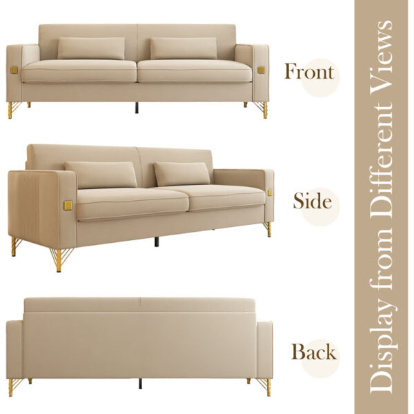 Solid Wood Dekou Comfy Velvet Three Seater Sofa By Sofa Crafter