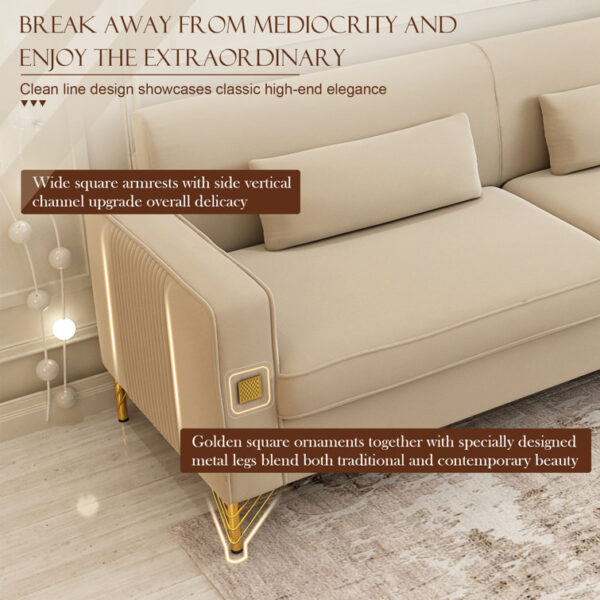 Solid Wood Dekou Comfy Velvet Three Seater Sofa By Sofa Crafter