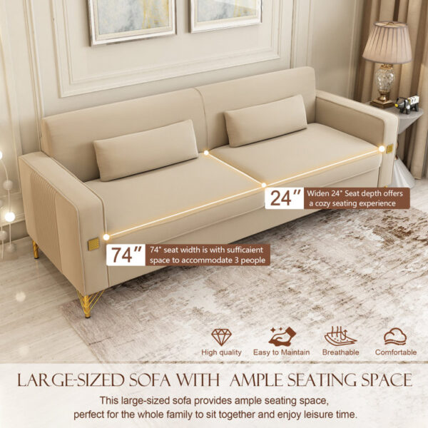 Solid Wood Dekou Comfy Velvet Three Seater Sofa By Sofa Crafter