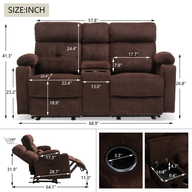 Sofa Crafter Boysie Two Seater Manual Brown Micro Fiber Recliner