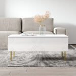Sofa Crafter High Gloss White Coffee Table With Storage