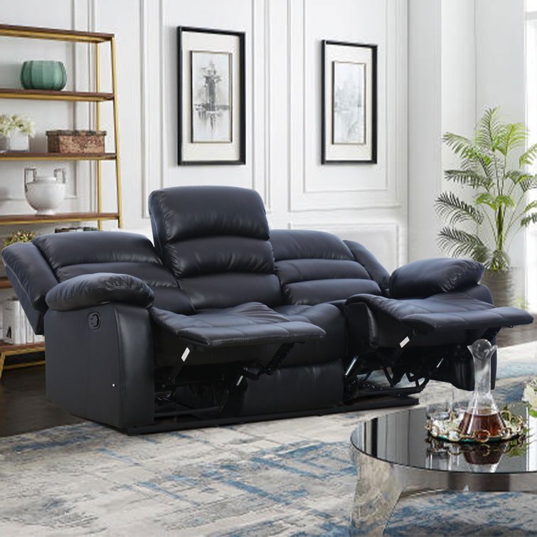 Sofa Crafter Solid Wood Juko Super Soft Leatherette Three Seater Manual Recliner