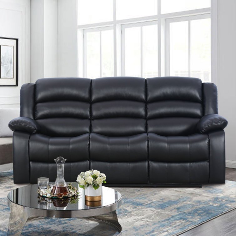 Sofa Crafter Solid Wood Juko Super Soft Leatherette Three Seater Manual Recliner