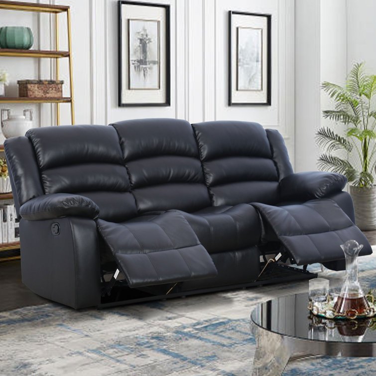 Sofa Crafter Solid Wood Juko Super Soft Leatherette Three Seater Manual Recliner