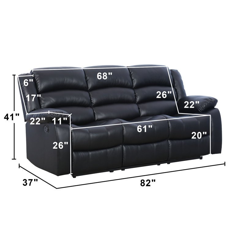 Sofa Crafter Solid Wood Juko Super Soft Leatherette Three Seater Manual Recliner