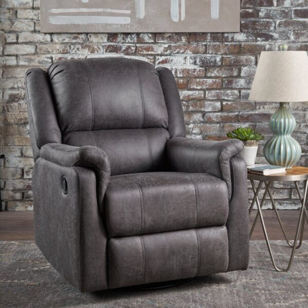 Sofa Crafter Neoma Upholstered Suede One Seater Swivel Manual Recliner
