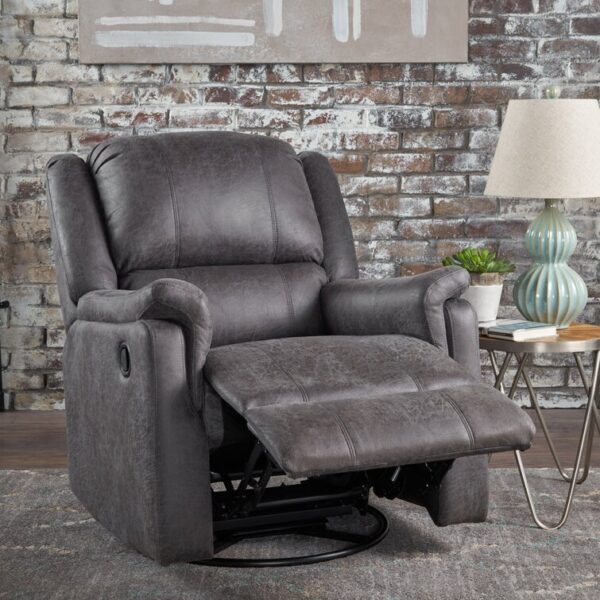 Sofa Crafter Neoma Upholstered Suede One Seater Swivel Manual Recliner