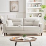 Solid Wood Glory Preti Off White Velvet Three Seater Sofa By Sofa Crafter