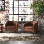 Urban Boney 2- Piece Tufted Faux Leather Barrel Club Chair By Sofa Crafter